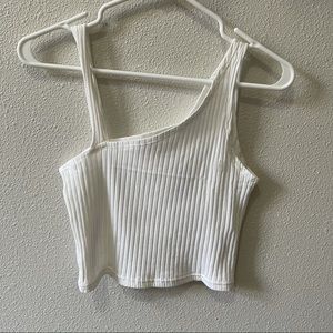 Me to We Asymmetrical Knit Crop Top - White - M